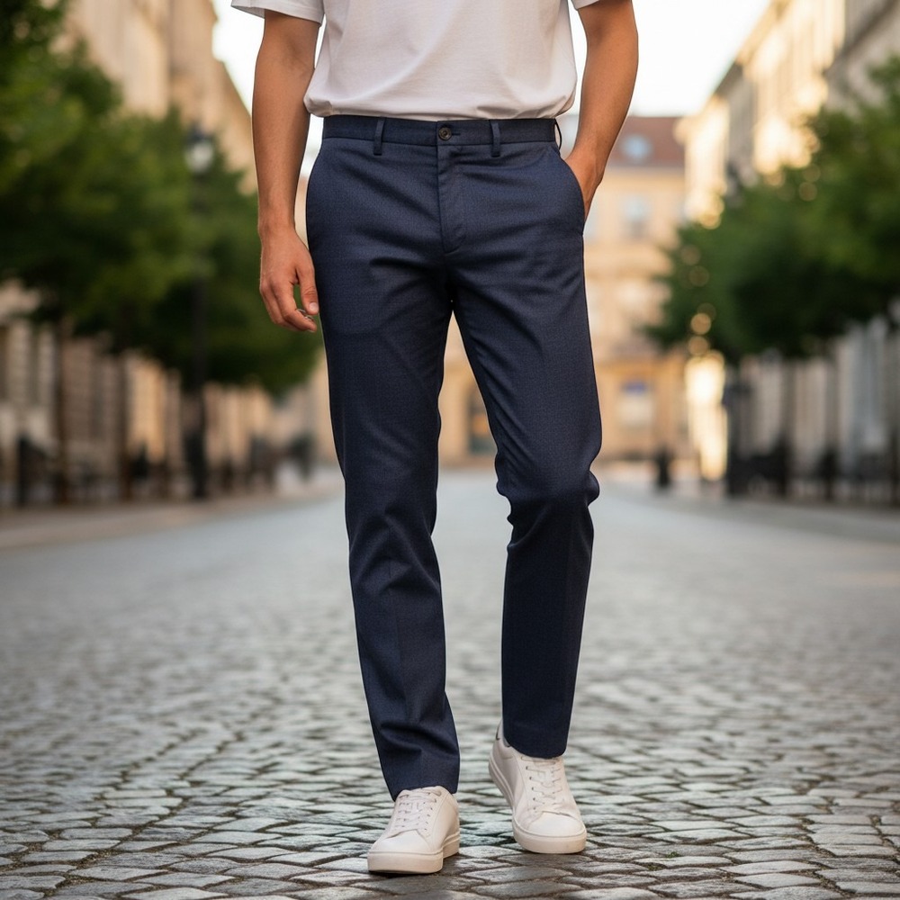 Ted Baker Mens Navy Blue Herringbone Dress Pants Flat Front Slim Fit 36x30